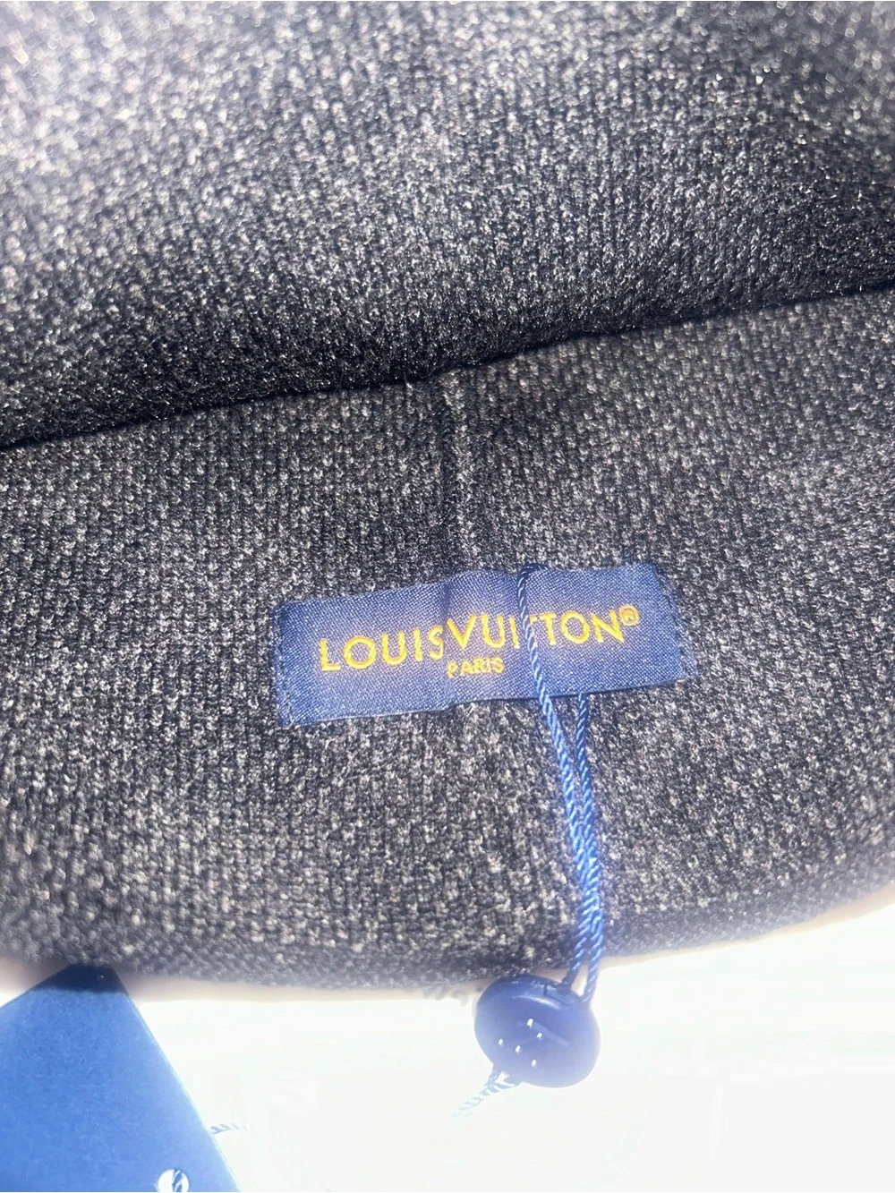 Louis Vuitton Black Knit Beanie with Logo Patch